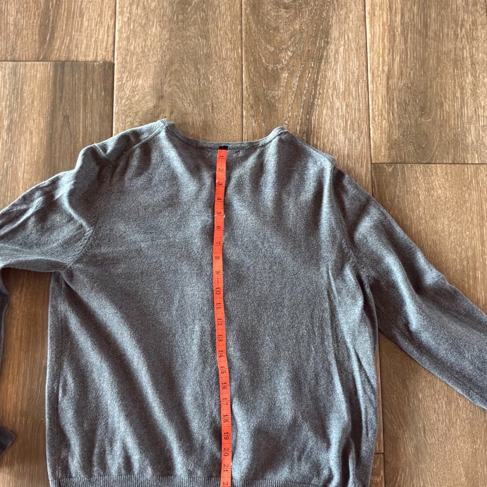 Lands End women's embroidered beaded gray cardigan cotton/cashmere size Large - Picture 8 of 12